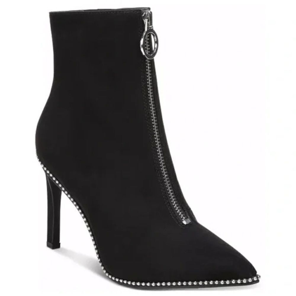 NWT BAR III Sz 9.5/10 Briget Black Suede High Heel Front Zip Ankle Boots Booties